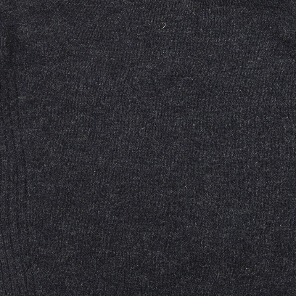 New Look Womens Grey High Neck Acrylic Pullover Jumper Size 10 - slit sides