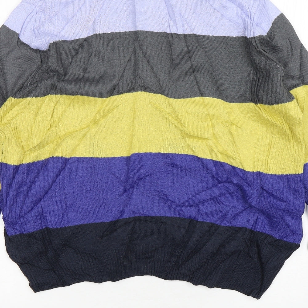 Marks & Spencer Womens Multicoloured Mock Neck Striped Acrylic Pullover Jumper Size 10