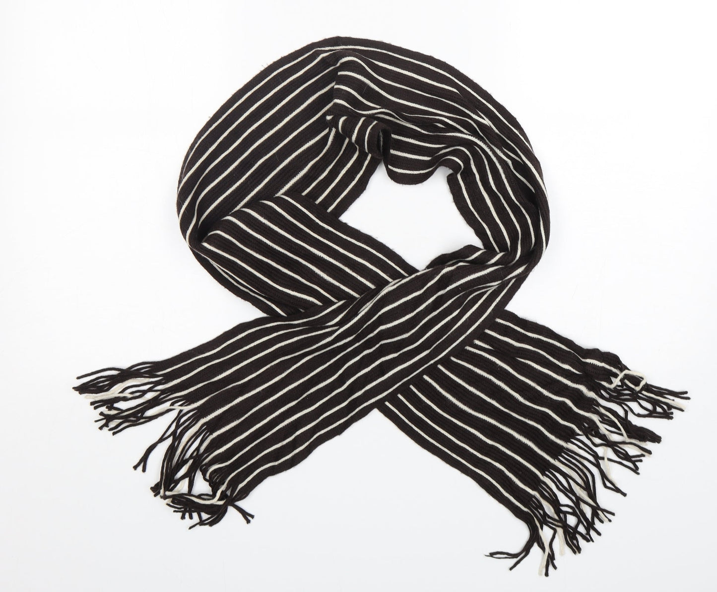 Preworn Womens Brown Striped Scarf