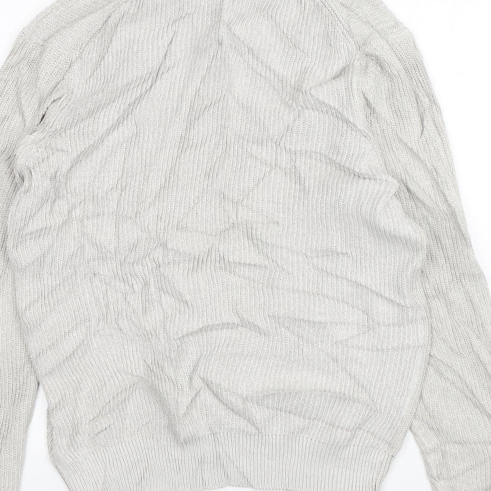 F&F Mens Grey Mock Neck Acrylic Pullover Jumper Size M