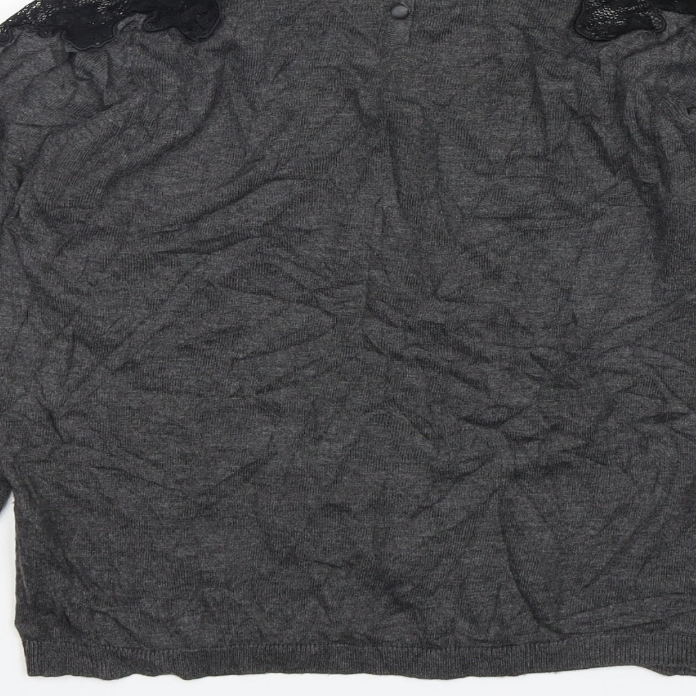 Zara Womens Grey Round Neck Acrylic Pullover Jumper Size M