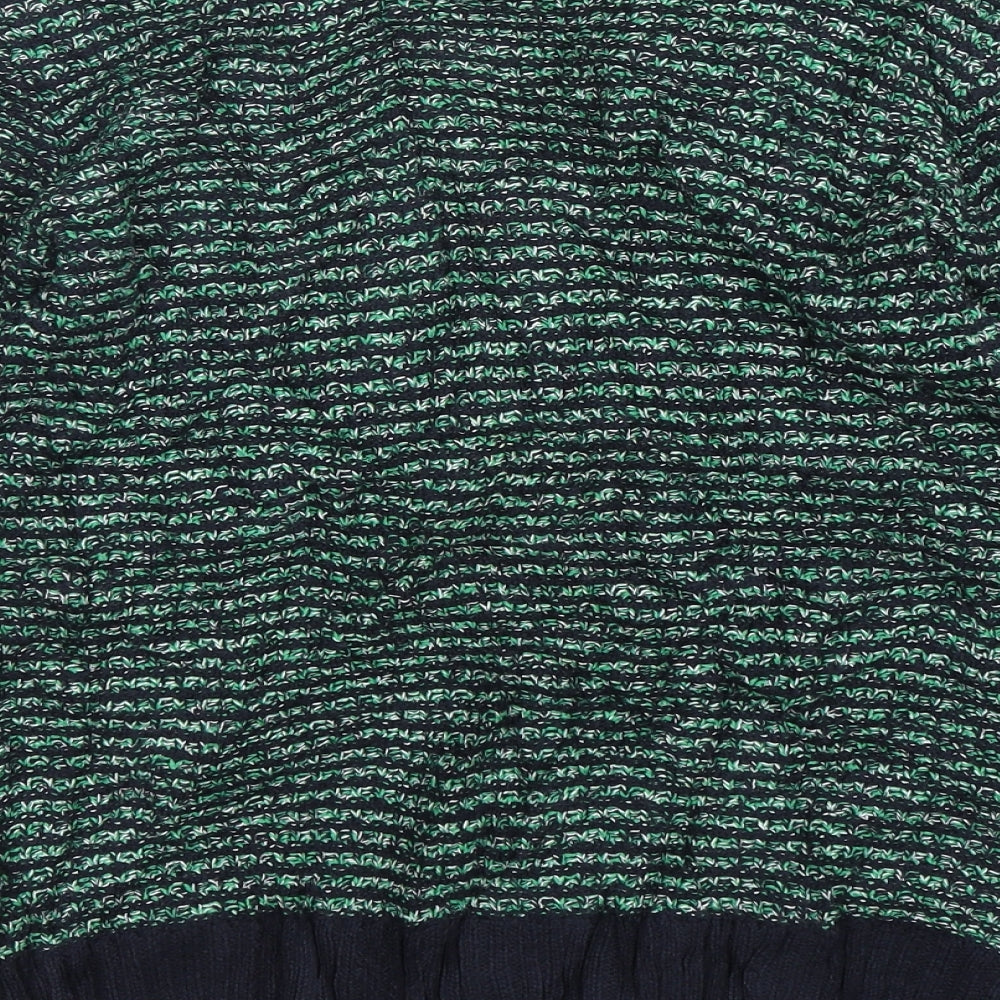 Isle Essentials Womens Green Round Neck Striped Cotton Pullover Jumper Size S