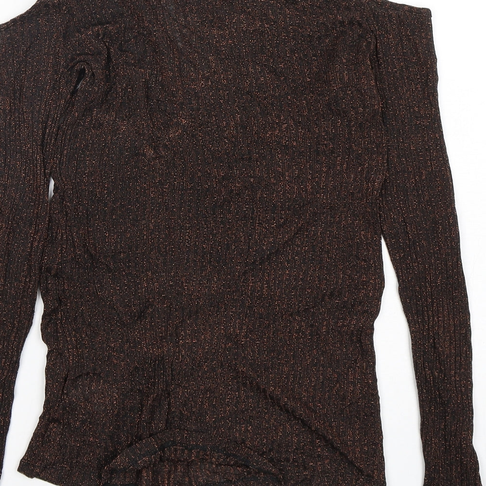 NEXT Womens Brown Round Neck Viscose Pullover Jumper Size 10
