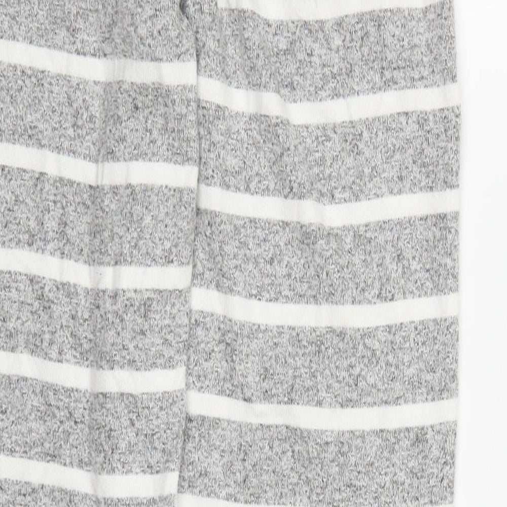 Marks and Spencer Womens Grey Striped Viscose Trousers Size 8 L30 in Regular Drawstring - Loungewear
