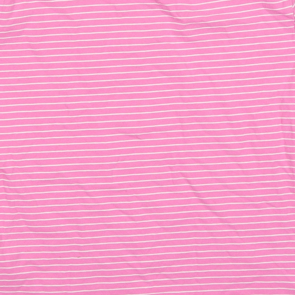 First Avenue Womens Pink Striped Cotton Basic T-Shirt Size S Crew Neck