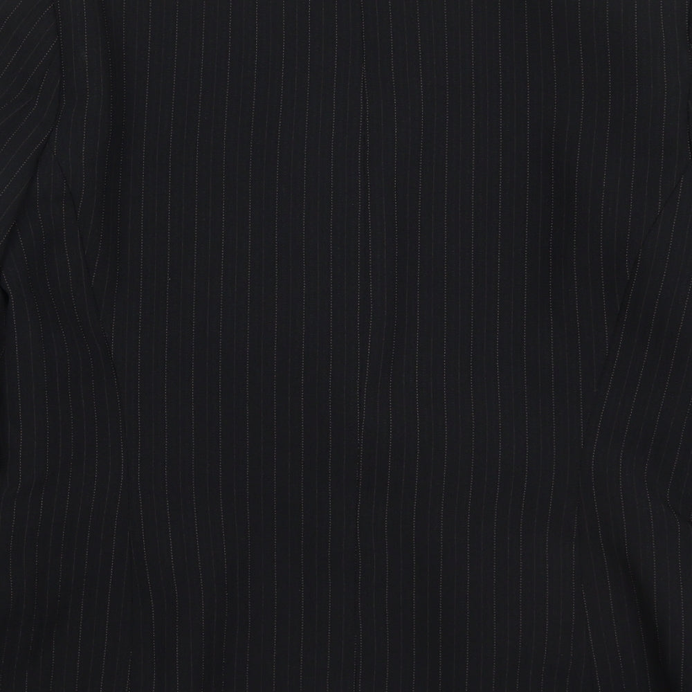 Bay Womens Black Striped Polyester Jacket Suit Jacket Size 14