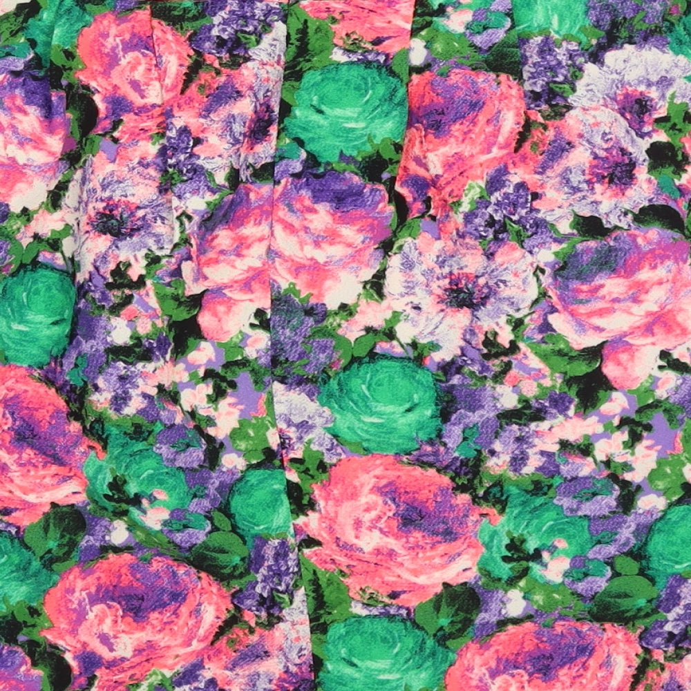 River Island Womens Multicoloured Floral Polyester A-Line Skirt Size 10 Zip