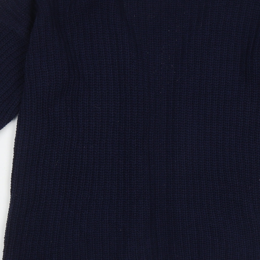 Exhibit Womens Blue V-Neck Acrylic Cardigan Jumper Size M