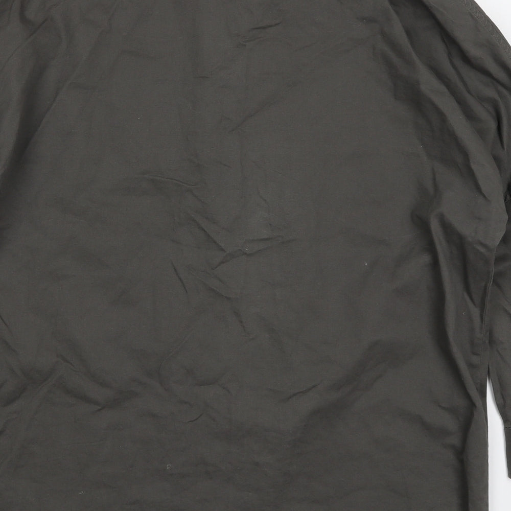 New Look Womens Grey Cotton Basic Button-Up Size M Collared