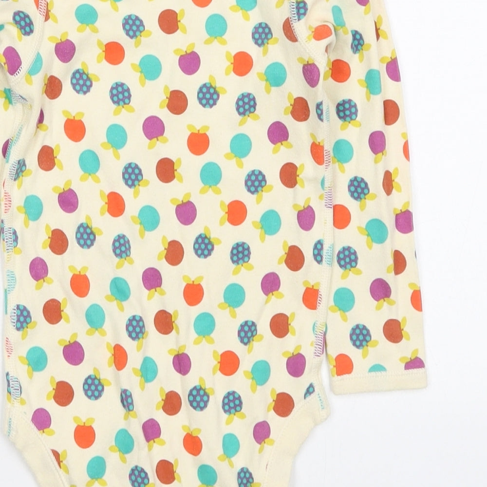 Marks & Spencer Girls Multicoloured Geometric Cotton Bodysuit One-Piece Size 2-3 Years Button - Fruit Prints