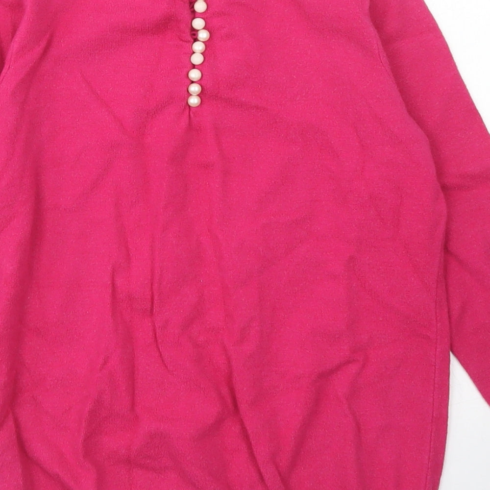 Savida Womens Pink Crew Neck Viscose Pullover Jumper Size XS