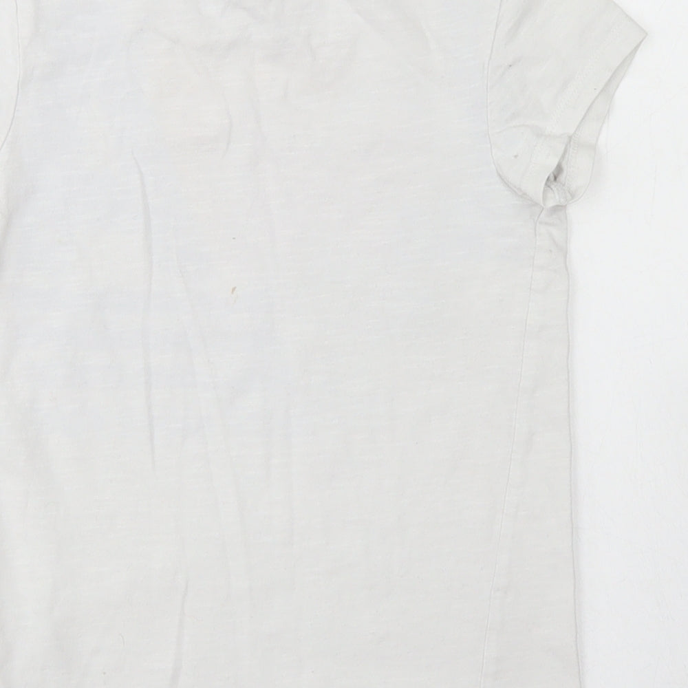 NEXT Girls White Cotton Basic T-Shirt Size 6 Years Crew Neck - LA