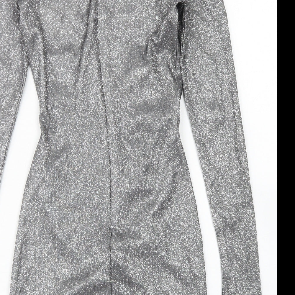 Femme Luxe Womens Silver Polyester Bodycon Size S Sweetheart