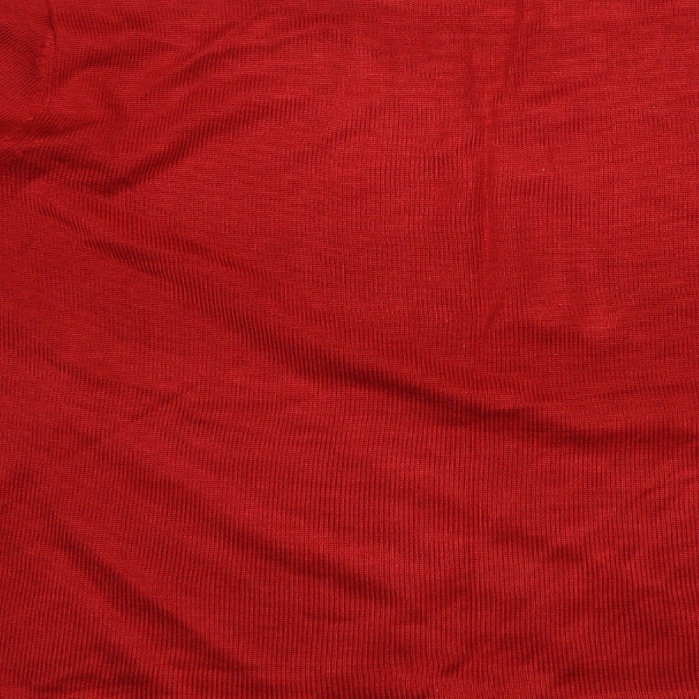 Bonmarché Womens Red High Neck Acrylic Pullover Jumper Size M