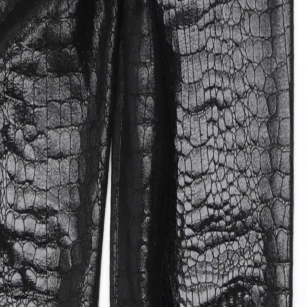 Motel Rocks Womens Black Animal Print Polyester Trousers Size XS L31 in Regular Button - Snake Print