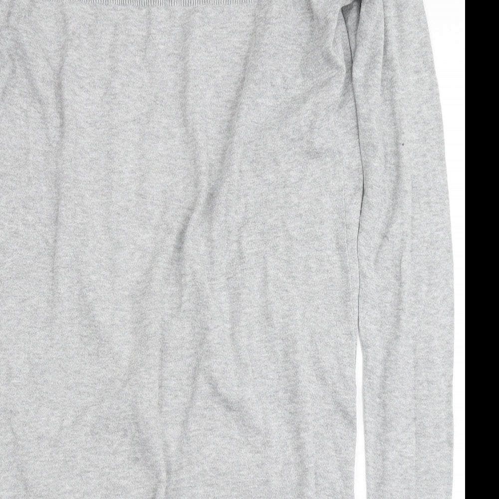 New Look Womens Grey V-Neck Cotton Cardigan Jumper Size 8