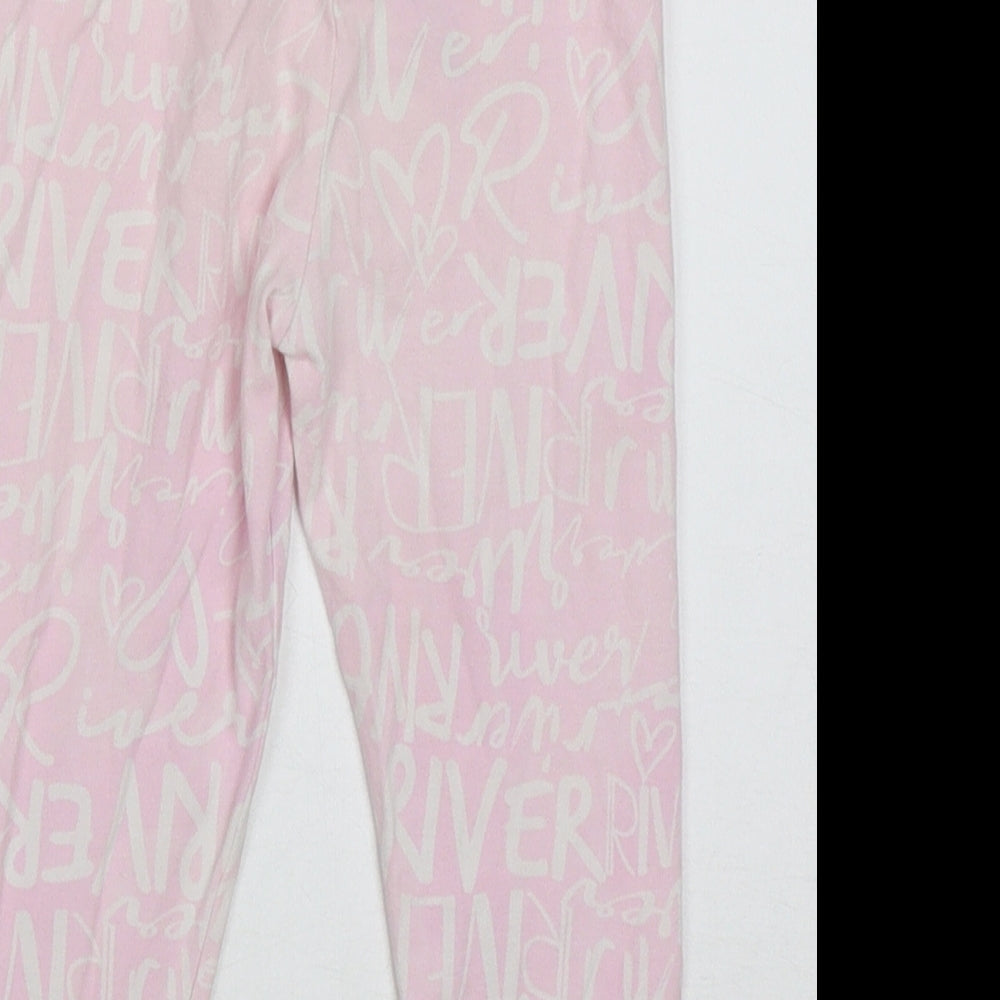 River Island Girls Pink Geometric Cotton Capri Trousers Size 2-3 Years Regular Pullover