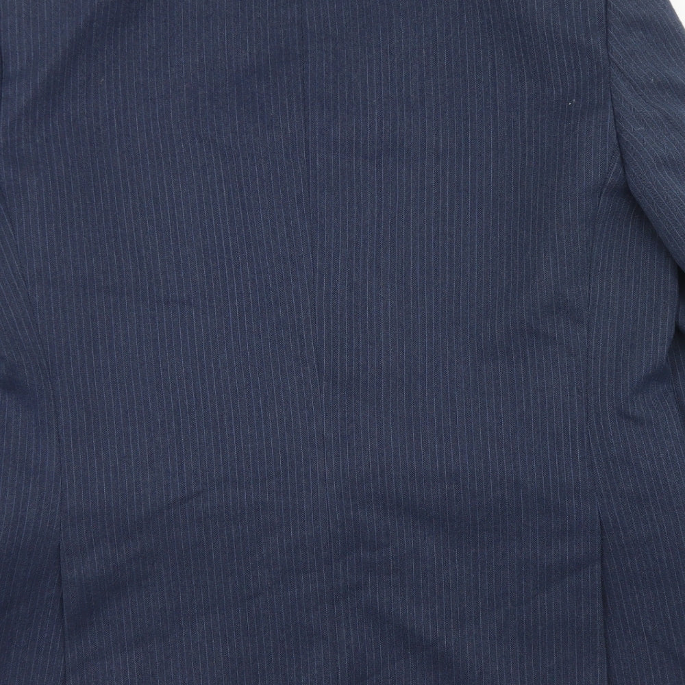 Canda Mens Blue Striped Wool Jacket Blazer Size 44