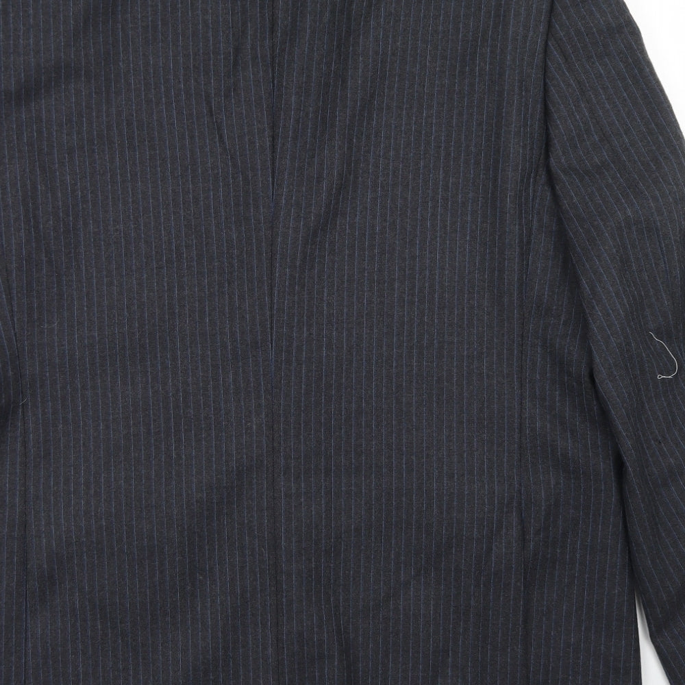 Brook Taverner Mens Grey Striped Wool Jacket Blazer Size 44