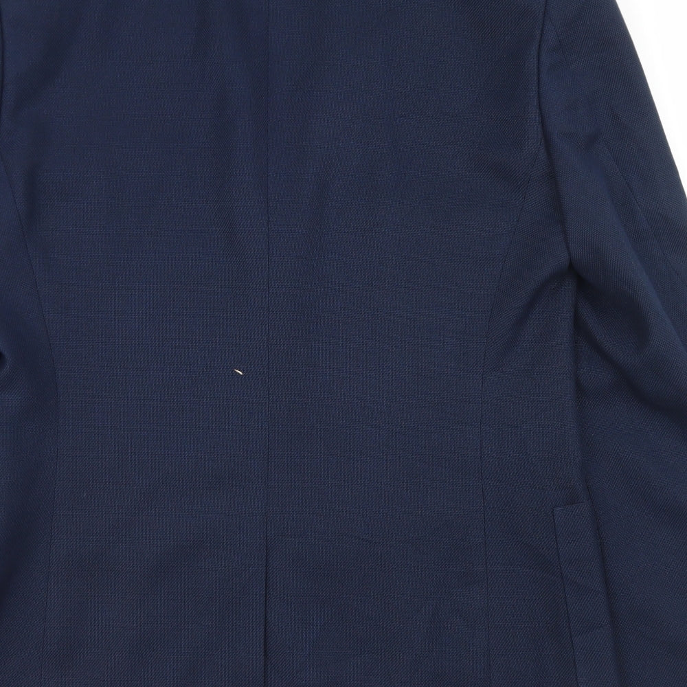 Preworn Mens Blue Polyester Jacket Blazer Size 36