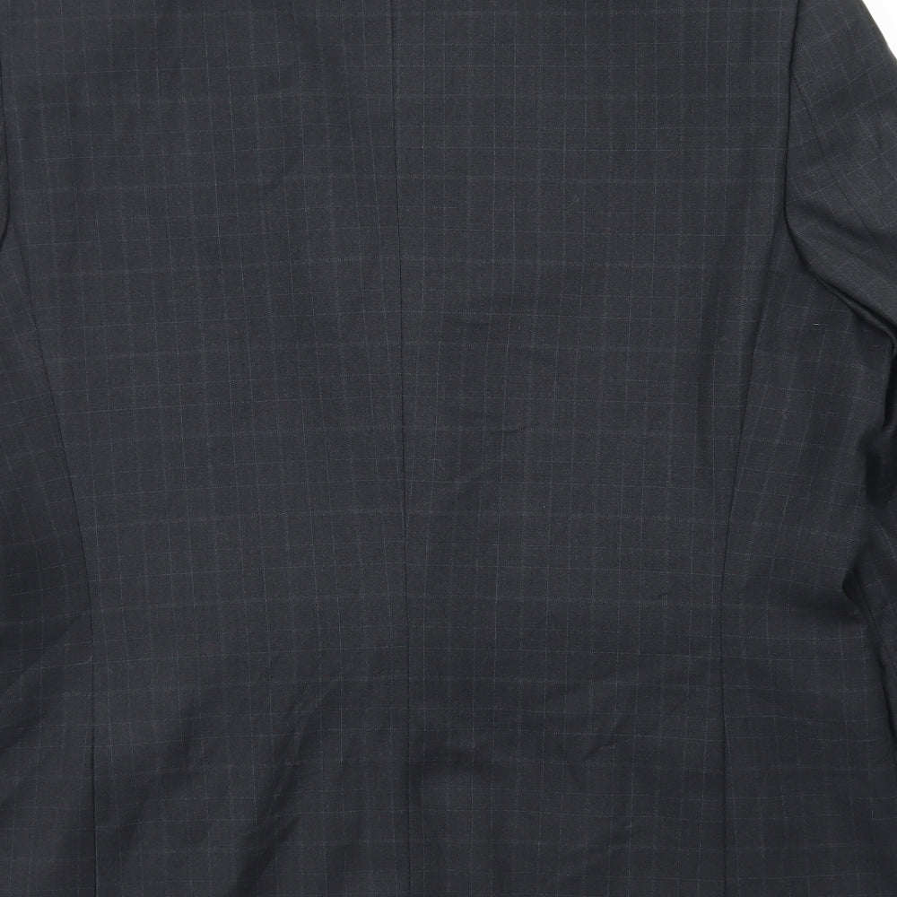 Jack Reid Mens Grey Plaid Polyester Jacket Blazer Size 42