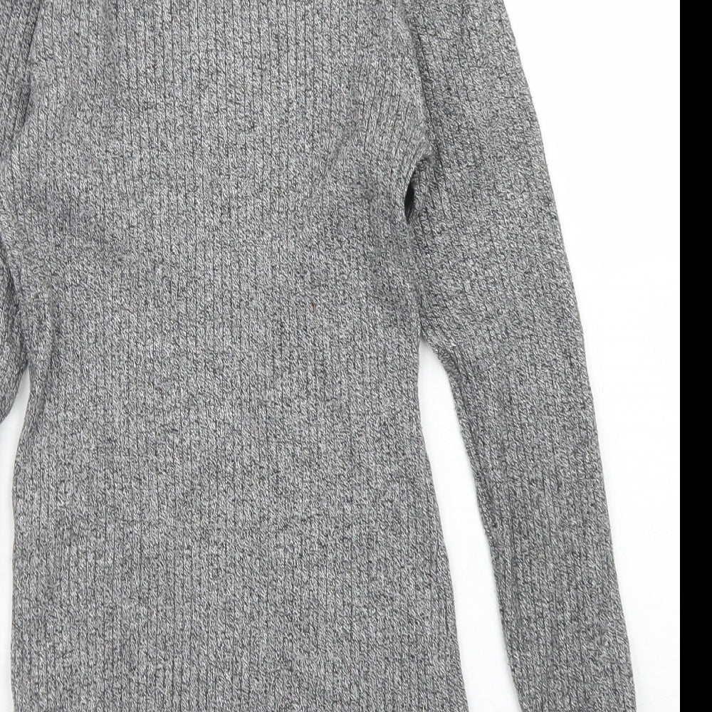 H&M Womens Grey Mock Neck Viscose Pullover Jumper Size S