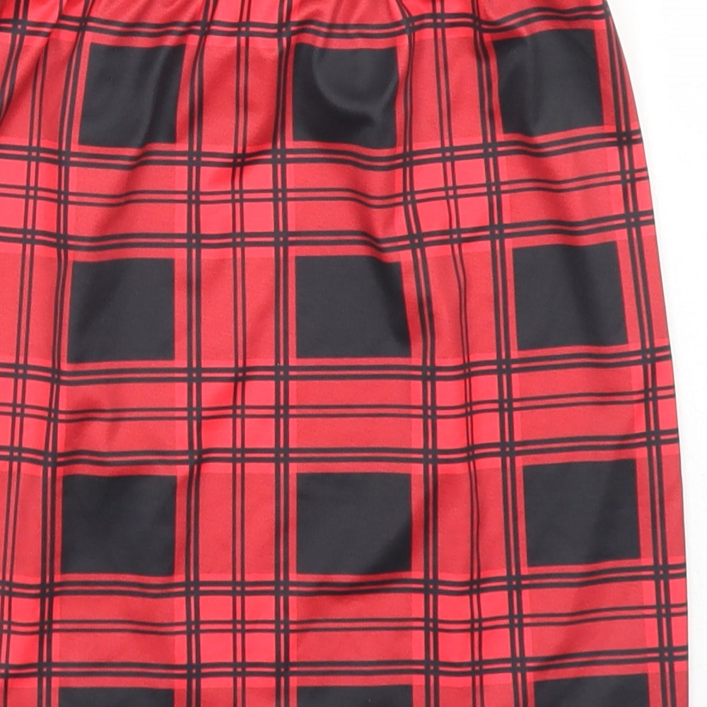 Sheine Girls Red Check Cotton Straight & Pencil Skirt Size 11-12 Years Regular