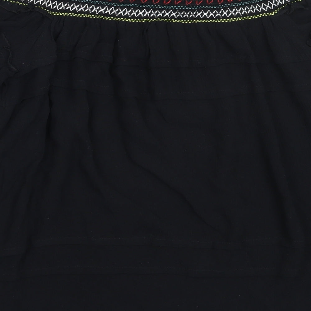 NEXT Womens Black Viscose Basic Blouse Size 8 Off the Shoulder