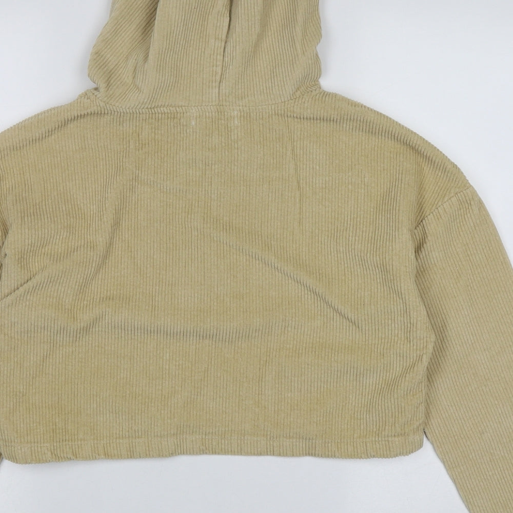 PRETTYLITTLETHING Womens Beige Cotton Pullover Hoodie Size 4 Pullover