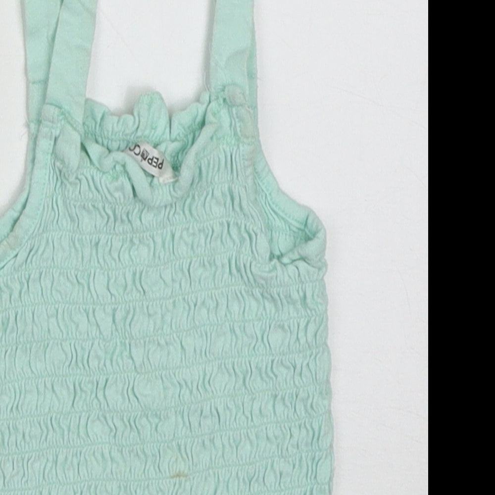 pep&co Girls Green Cotton Basic Tank Size 5-6 Years Square Neck Pullover