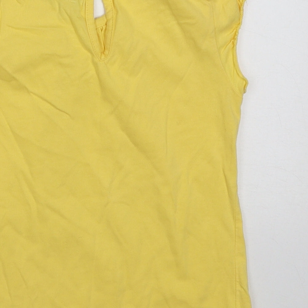 Marks & Spencer Girls Yellow Cotton Basic T-Shirt Size 2-3 Years Crew Neck Pullover