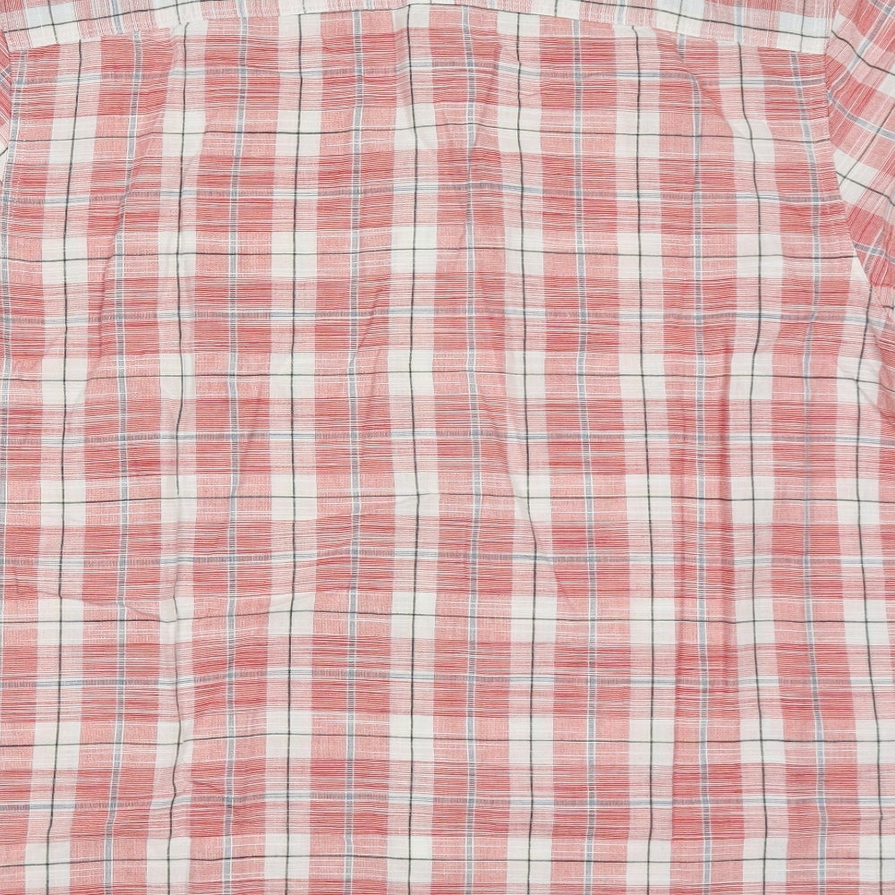 Marks & Spencer Mens Red Check Cotton Button-Up Size M Collared Button