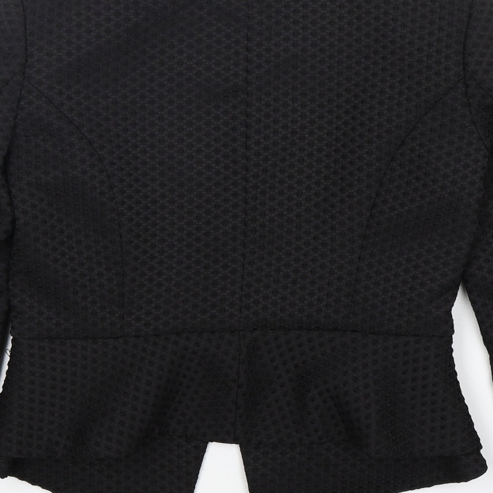 H&M Womens Black Polyester Jacket Blazer Size 8