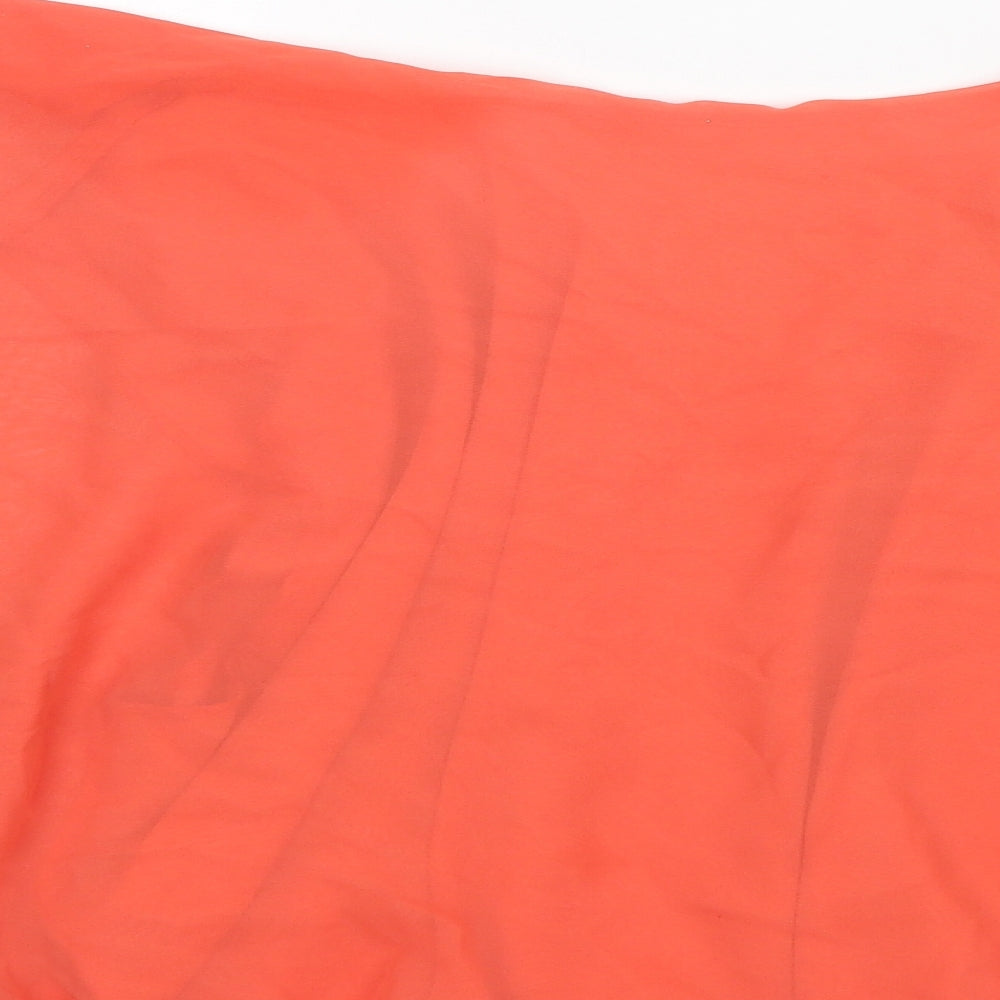 Select Womens Orange Polyester Basic Blouse Size 12 Round Neck