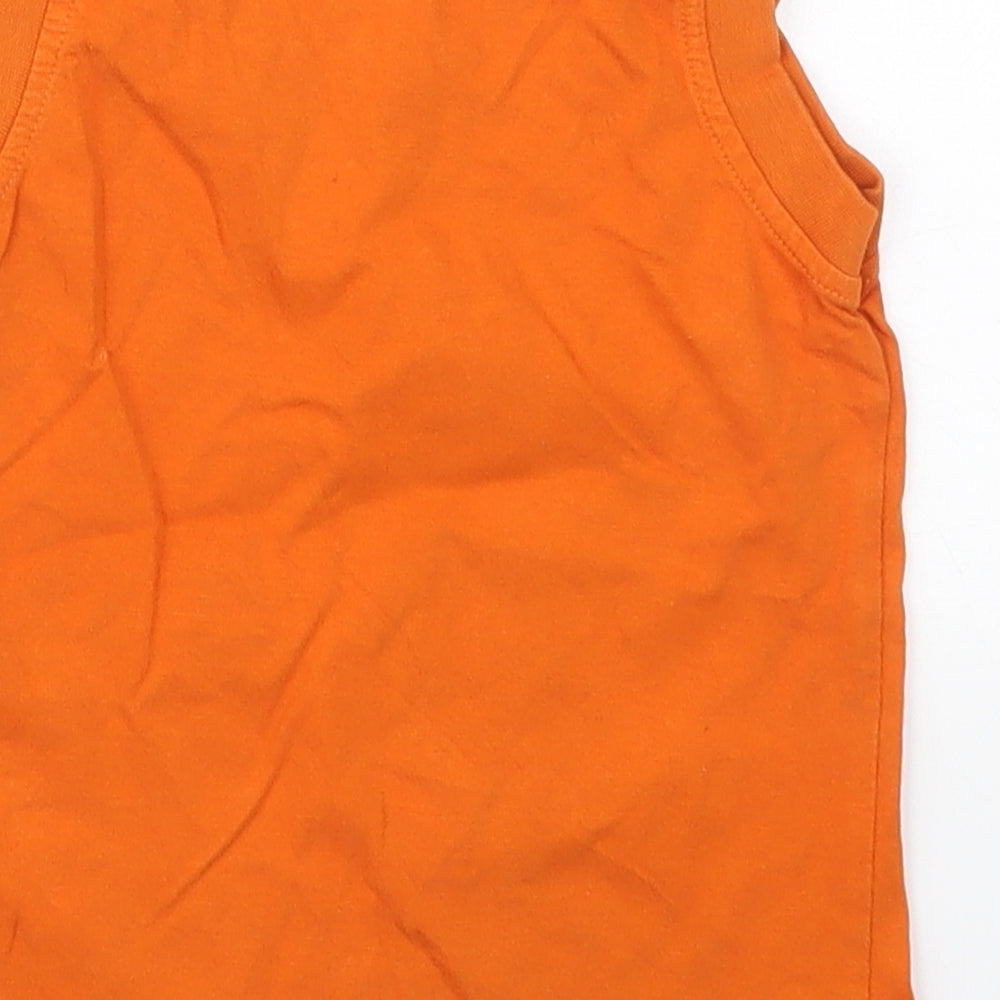 George Boys Orange Cotton Basic Tank Size 18-24 Months V-Neck Pullover - Just Monkeying Around