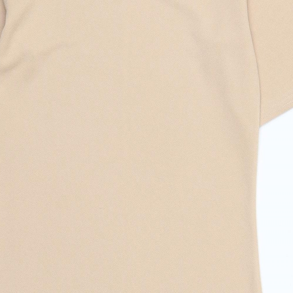 Cameo Rose Womens Beige Polyester Basic T-Shirt Size 10 Mock Neck