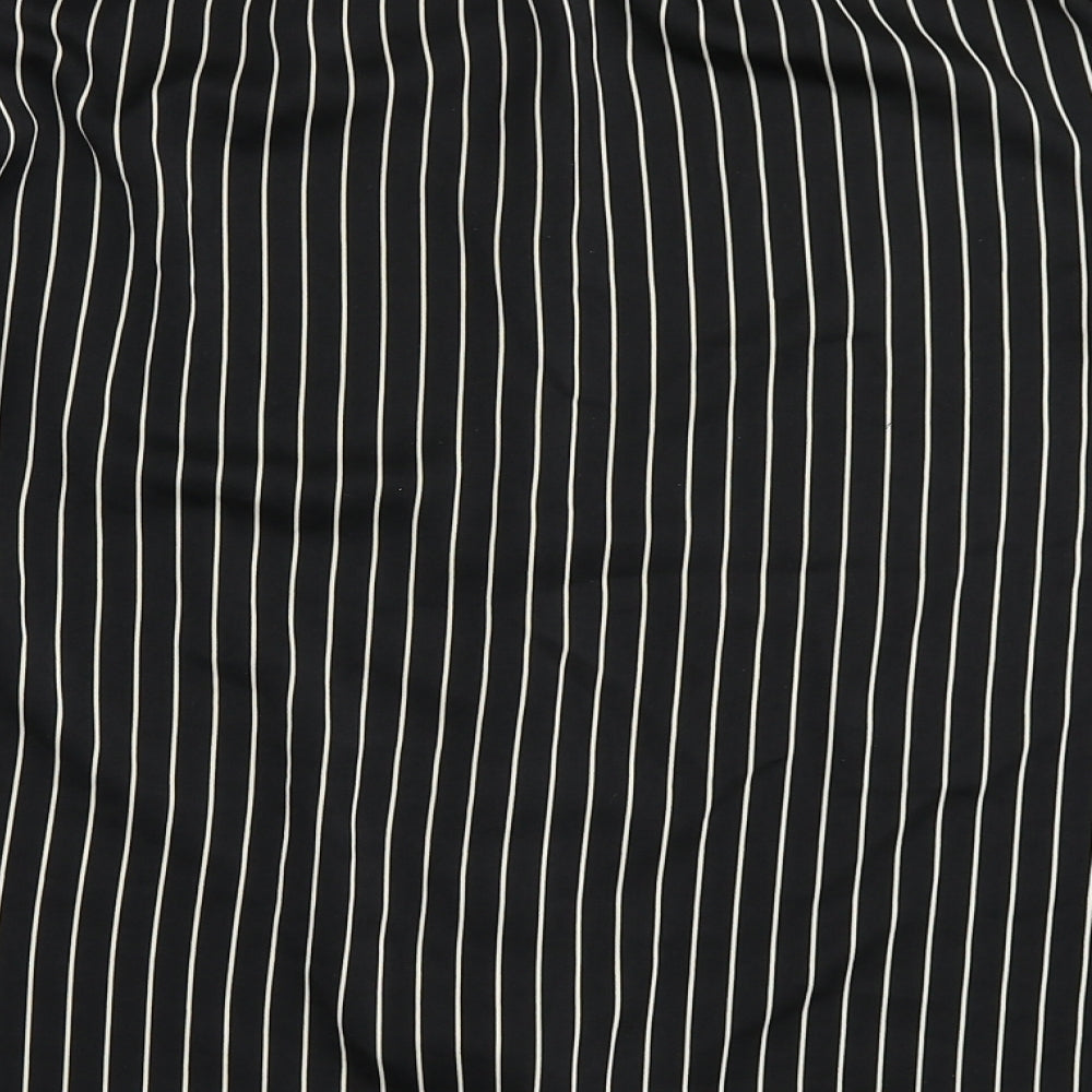 Et Vous Womens Black Striped Polyester Basic Blouse Size 14 Round Neck