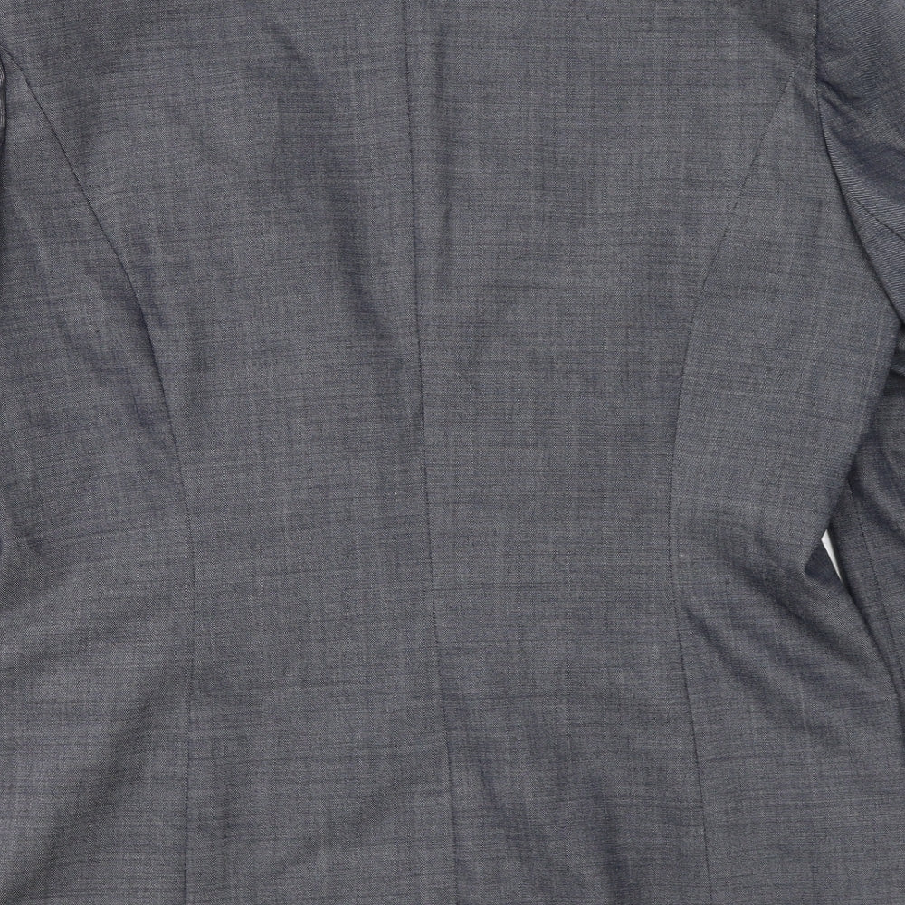 For Women Womens Grey Polyester Jacket Blazer Size 14 - Padded Shoulders