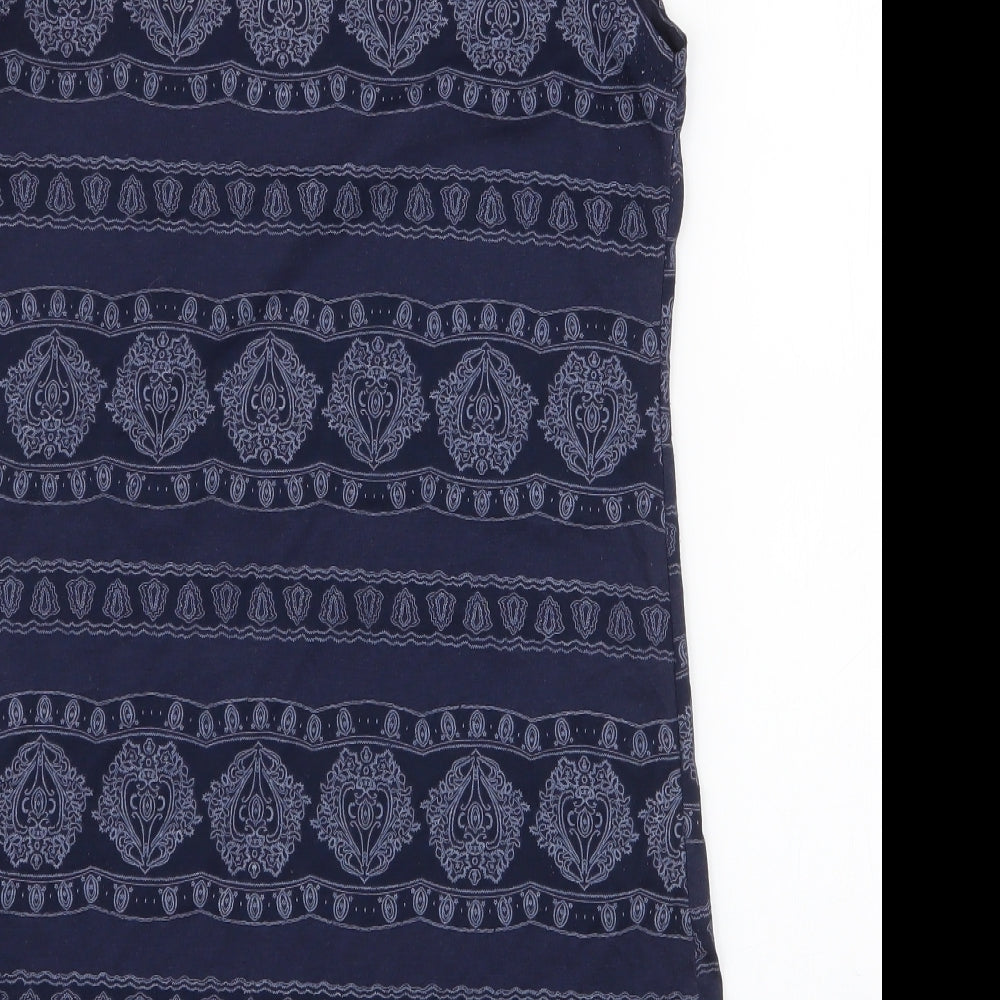 New Look Womens Blue Paisley Polyester Jersey Tank Size 8 Round Neck