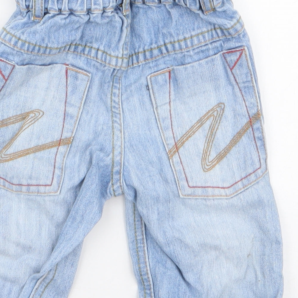 Next Boys Blue 100% Cotton Cargo Jeans Size 3-6 Months Button