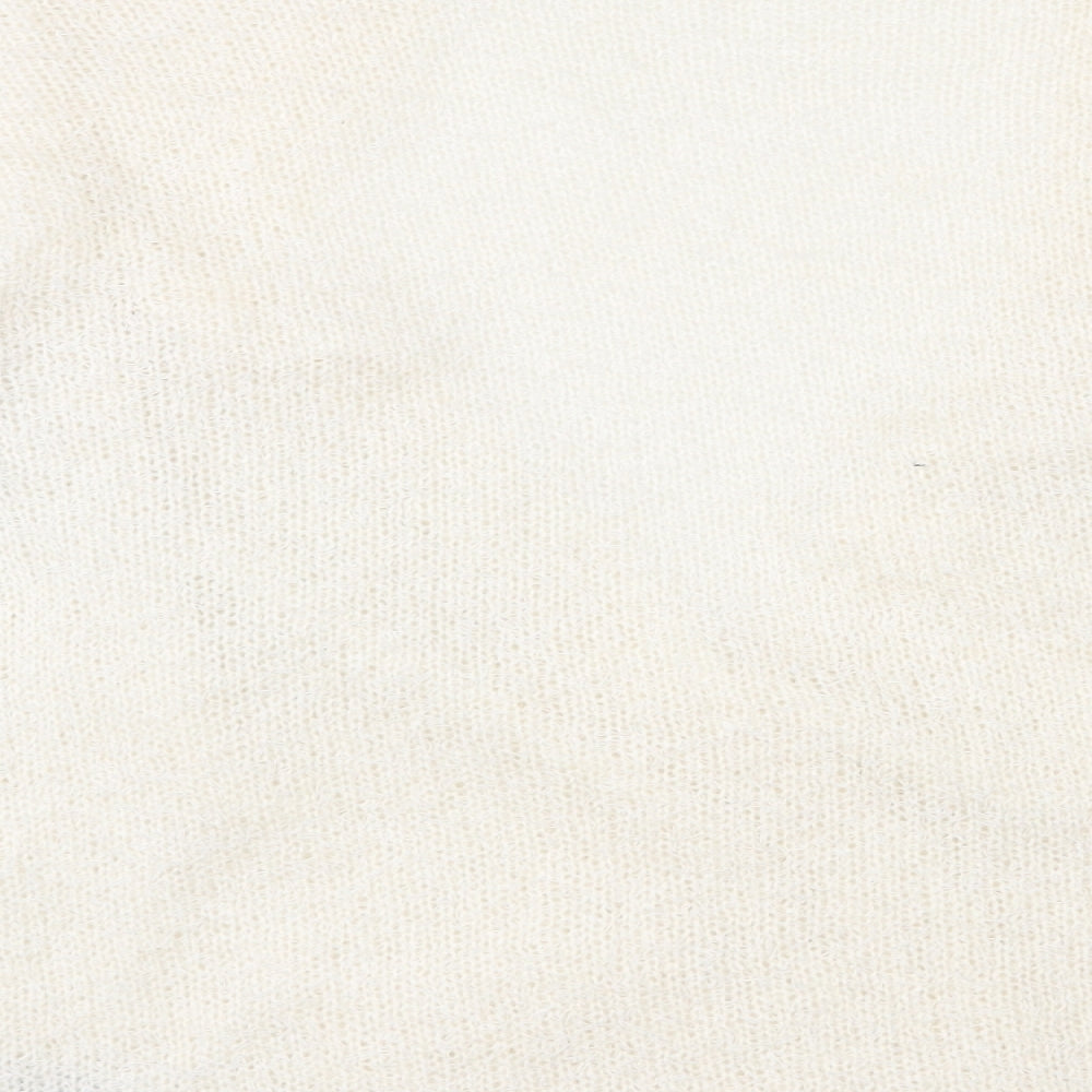 New Look Womens Ivory Round Neck Acrylic Cardigan Jumper Size 18