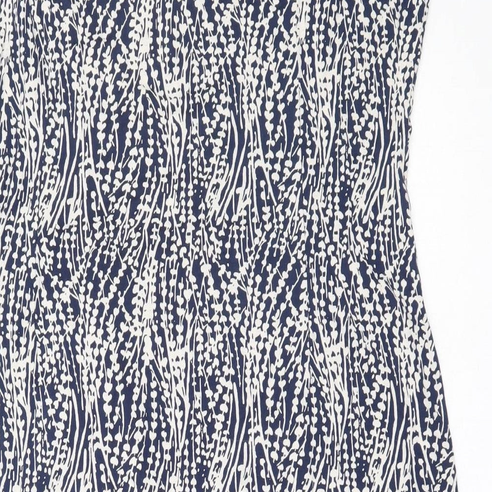 Adini Womens Blue Viscose Fit & Flare Size M Round Neck