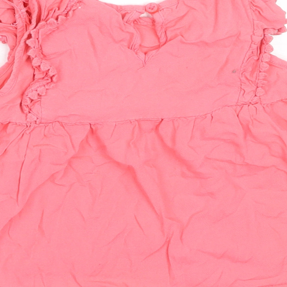 Primark Girls Pink Viscose Basic Tank Size 5-6 Years Round Neck