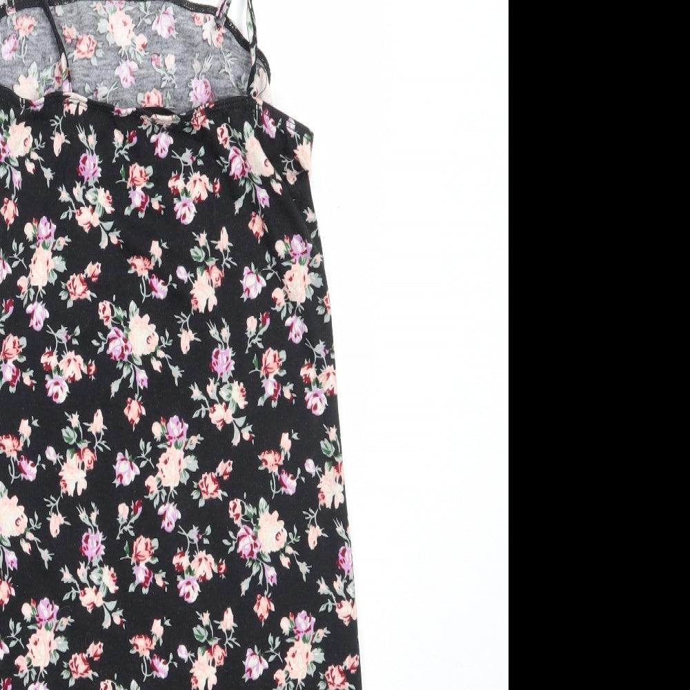 SheIn Womens Black Floral Polyester Mini Size S Square Neck