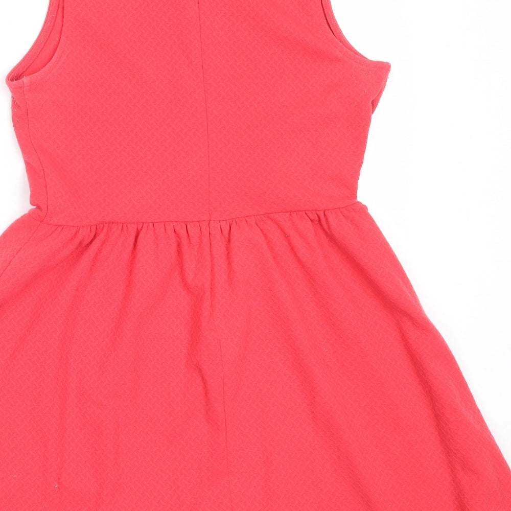 FOREVER 21 Womens Red Polyester Fit & Flare Size M Round Neck