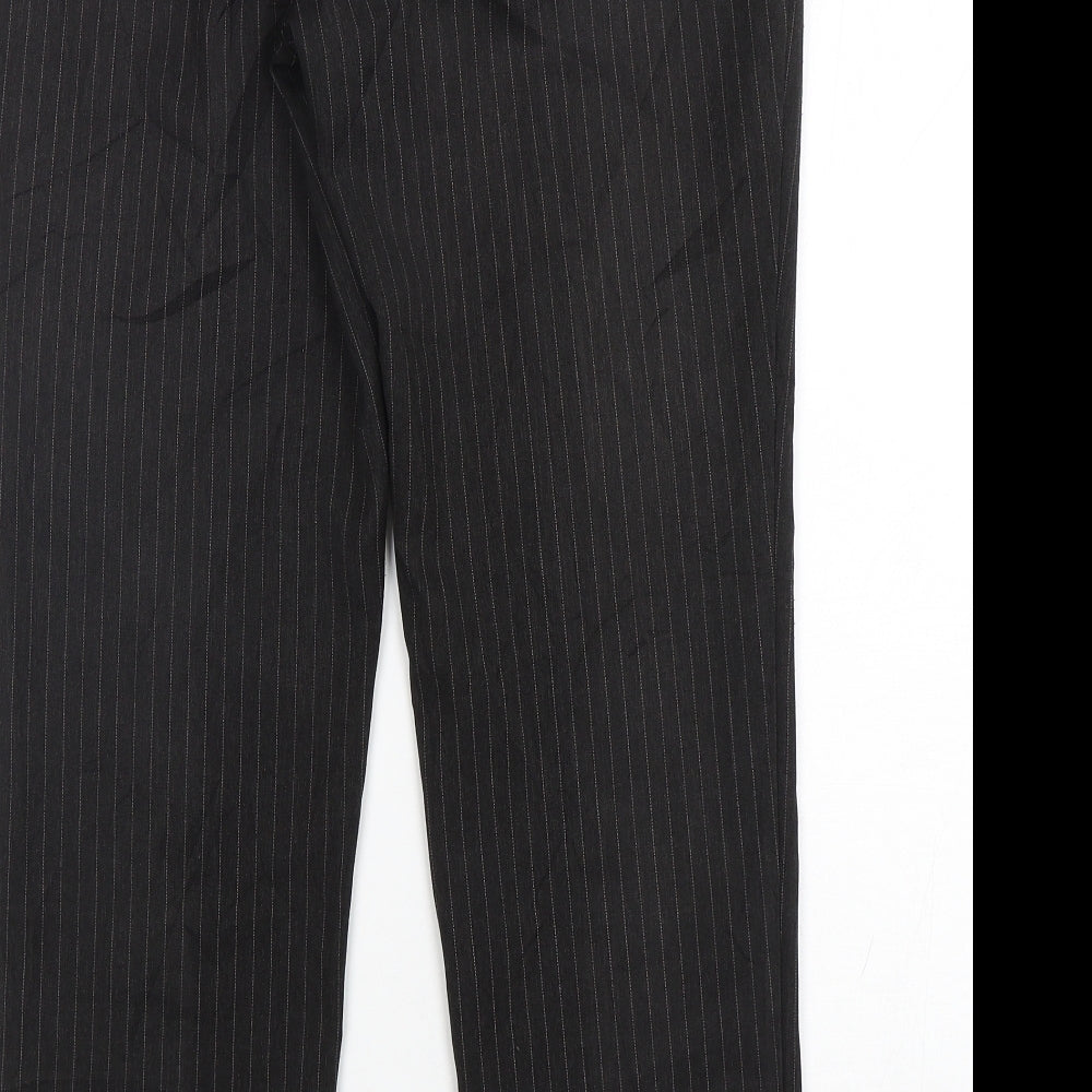 Dorothy Perkins Womens Grey Striped Polyester Trousers Size 10 L29 in Regular Zip