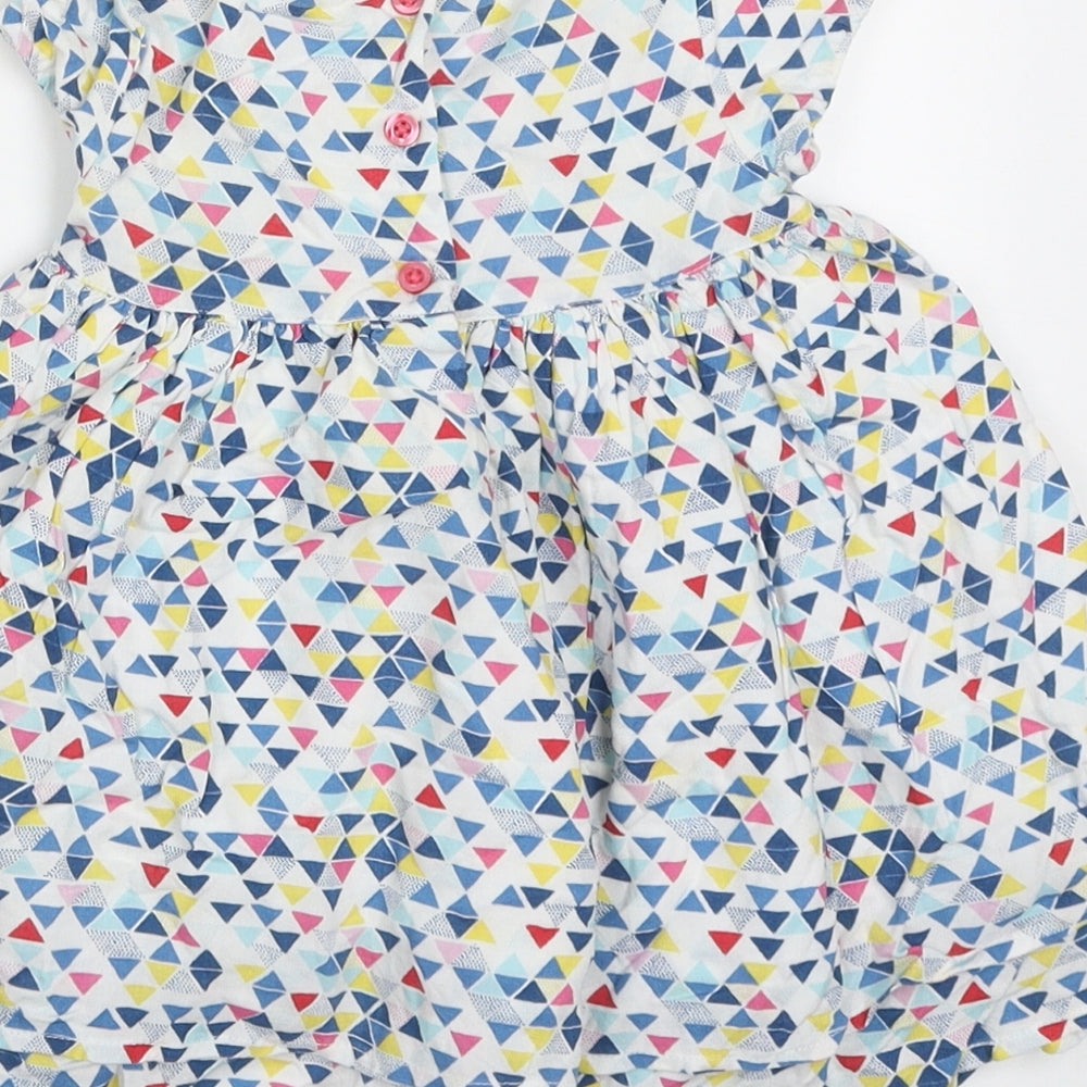 BHS Girls Multicoloured Geometric Viscose A-Line Size 9-12 Months Crew Neck Button
