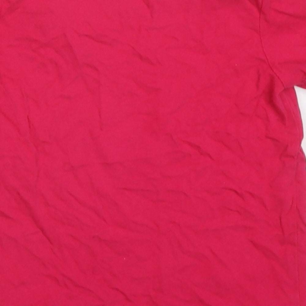 F&F Girls Pink Cotton Basic T-Shirt Size 9-12 Months Crew Neck Button