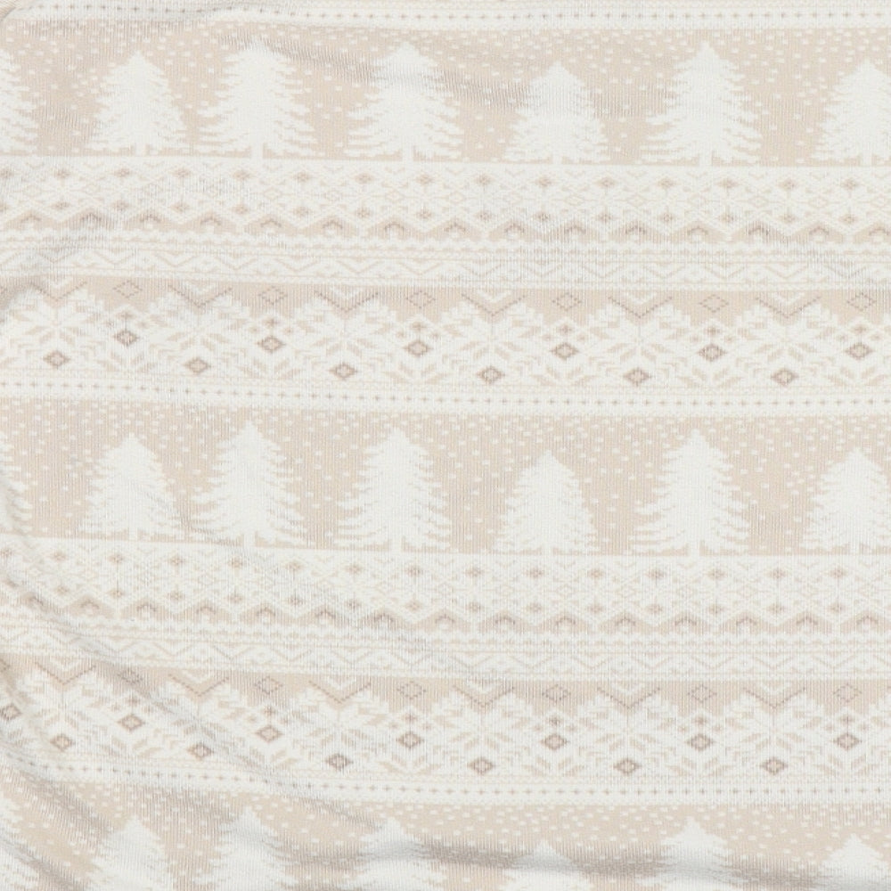 Primark Womens Beige Geometric Polyester Pyjama Top Size M - Chrsitmas