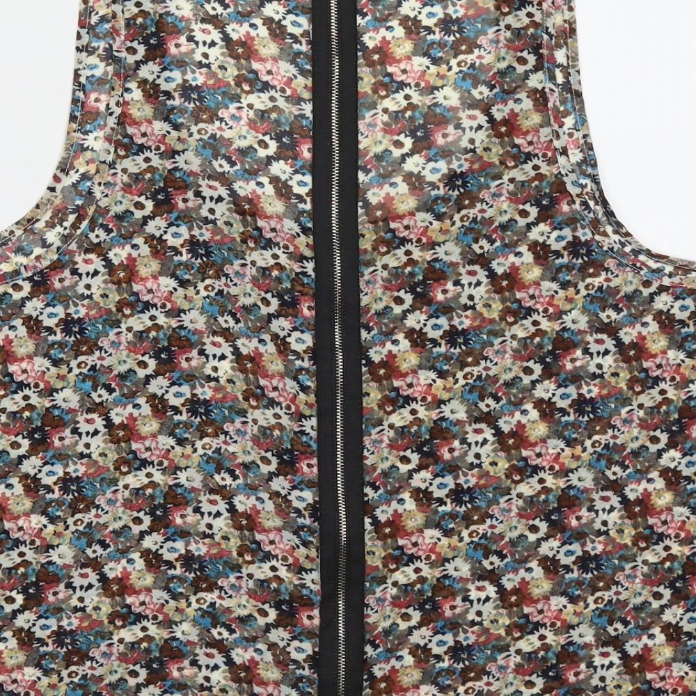 New Look Womens Multicoloured Floral Polyester Basic Tank Size M Scoop Neck